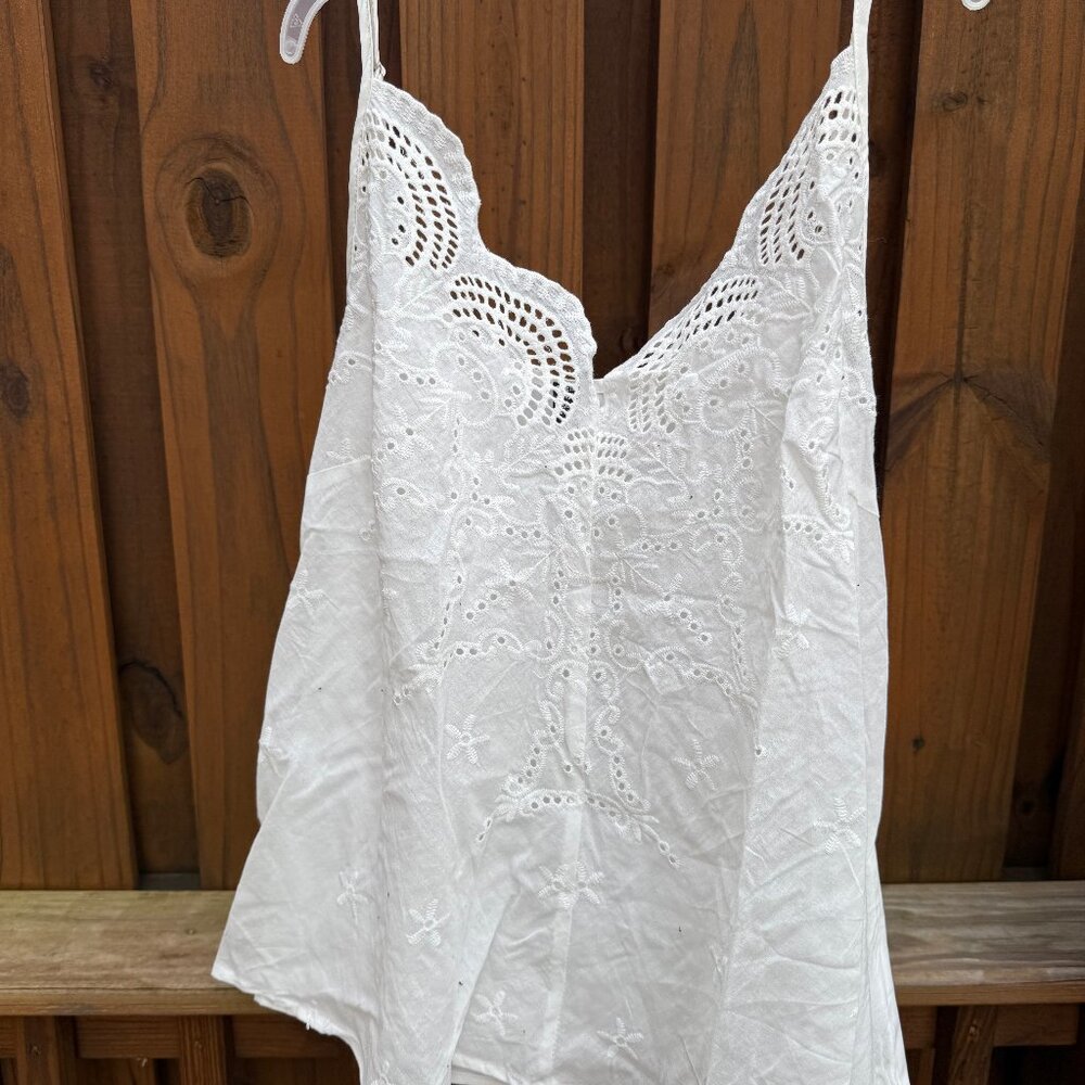 White eyelet tank top